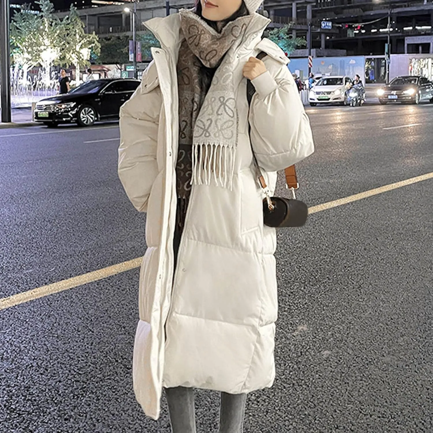 tuduoms Women's Relaxed-Fit Long Puffer Jacket Hooded Thickened Long Down Jacket Thickened Maxi Down Parka Puffy Snow Coat