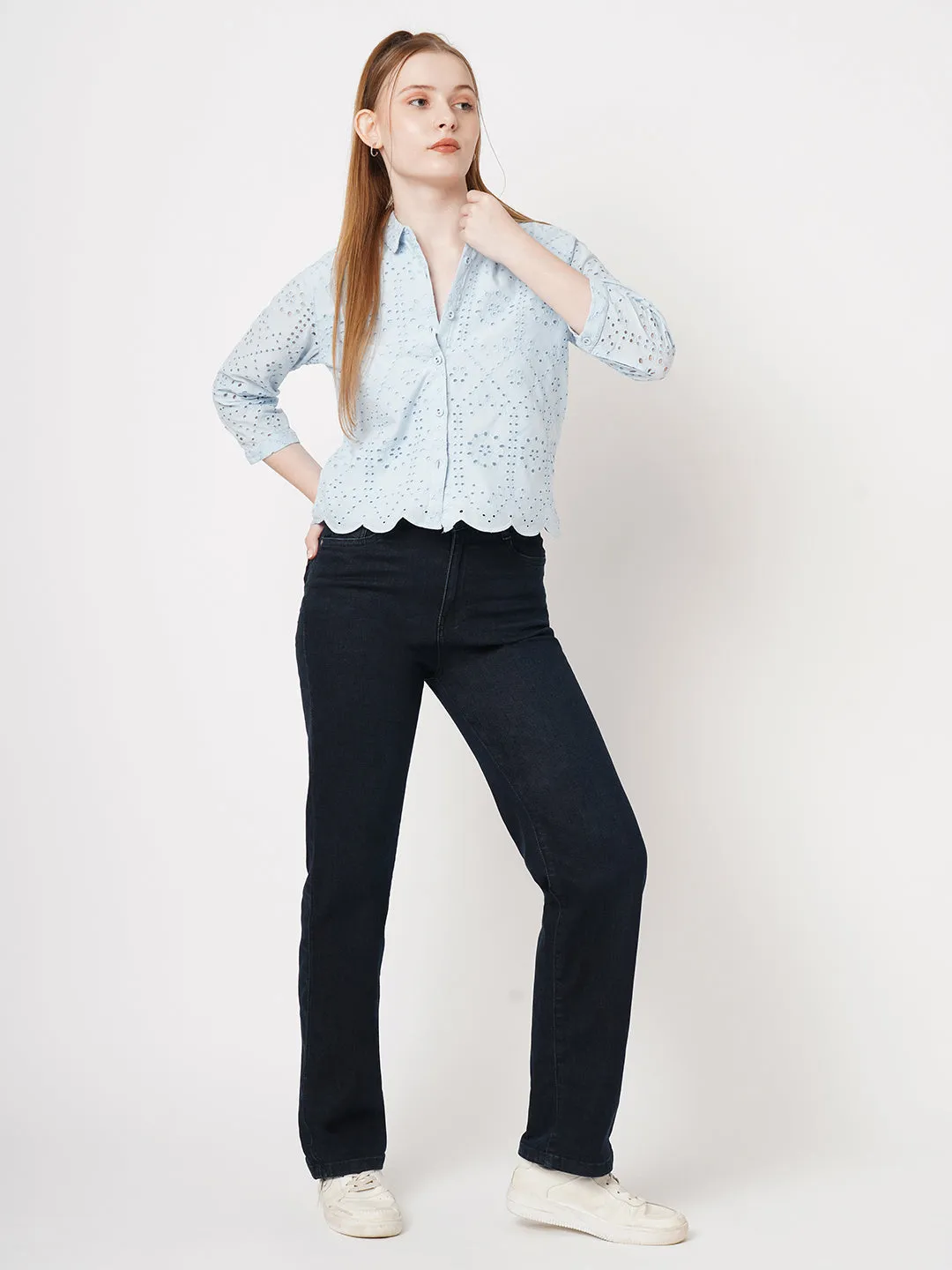 Women High Rise LOOSE STRAIGHT Jeans