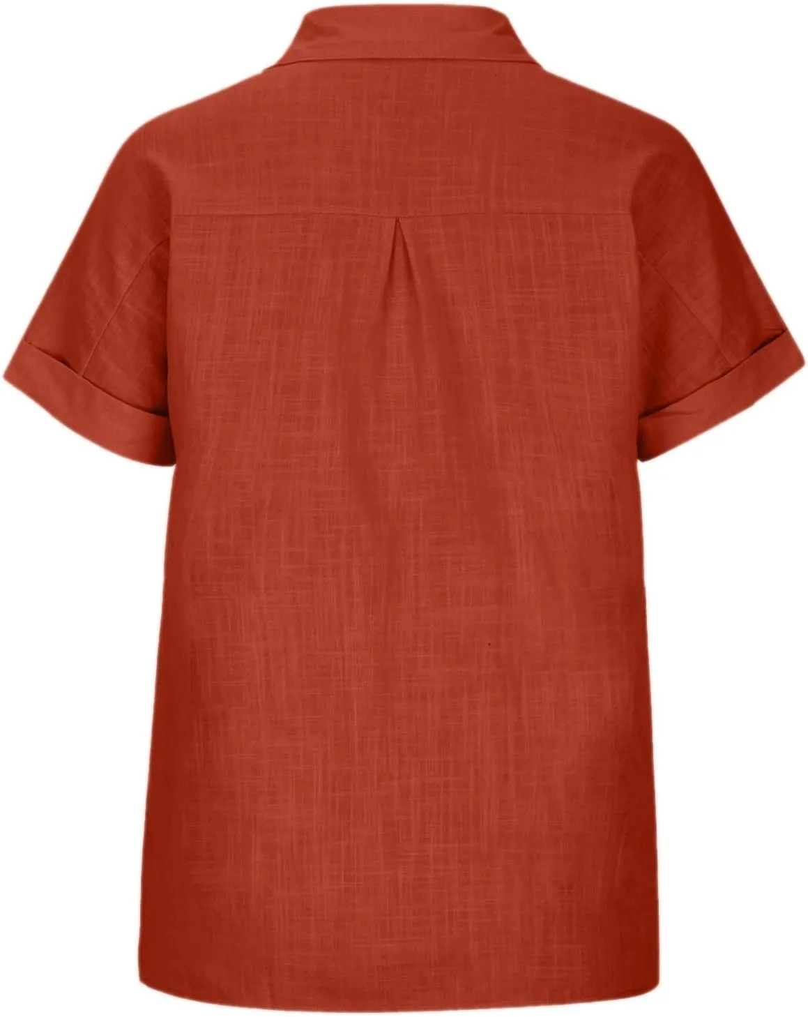 Womens Button Down Cotton Linen Shirts V Neck Roll Up Short Sleeve Blouses Loose Collared Shirt Summer Casual Tops